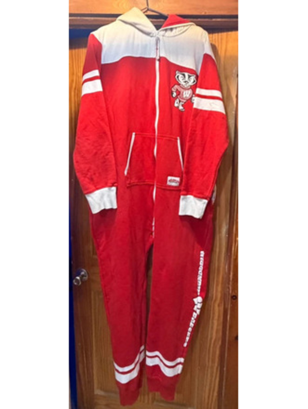 Wisconsin Badgers Hooded Adult Onesie - Size XL